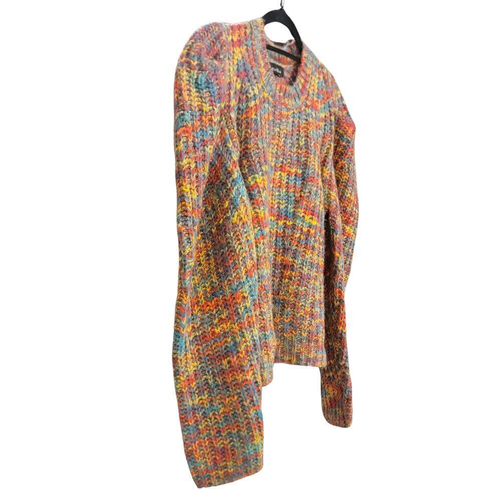 LEA & VIOLA Rainbow Puff Sleeve Sweater Womens L Beautiful Eclectic Winter Style - Picture 3 of 12